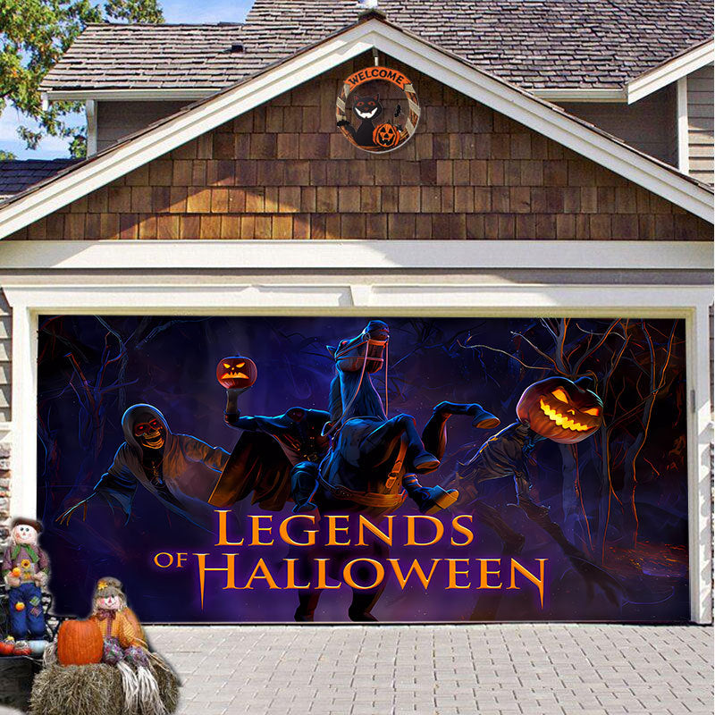 Halloween Garagedeur Decoratie Spookachtige Bedrukking Schaduwdoek Herbruikbaar Horror Sfeer Doek Waterdicht Buiten Feestversiering | Sansoti 10