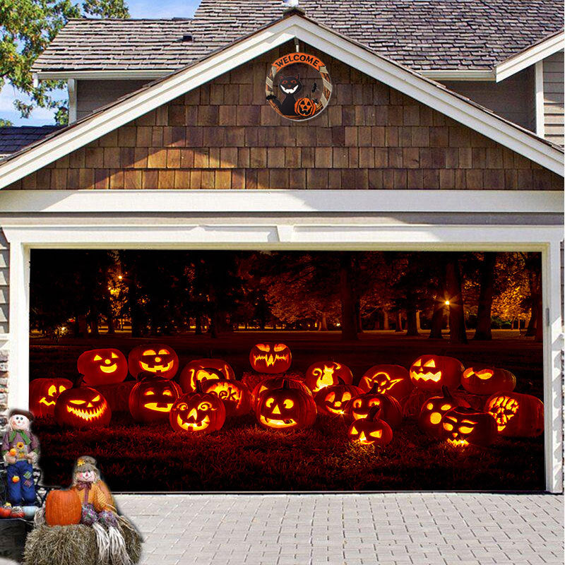Halloween Garagedeur Decoratie Spookachtige Bedrukking Schaduwdoek Herbruikbaar Horror Sfeer Doek Waterdicht Buiten Feestversiering | Sansoti 12