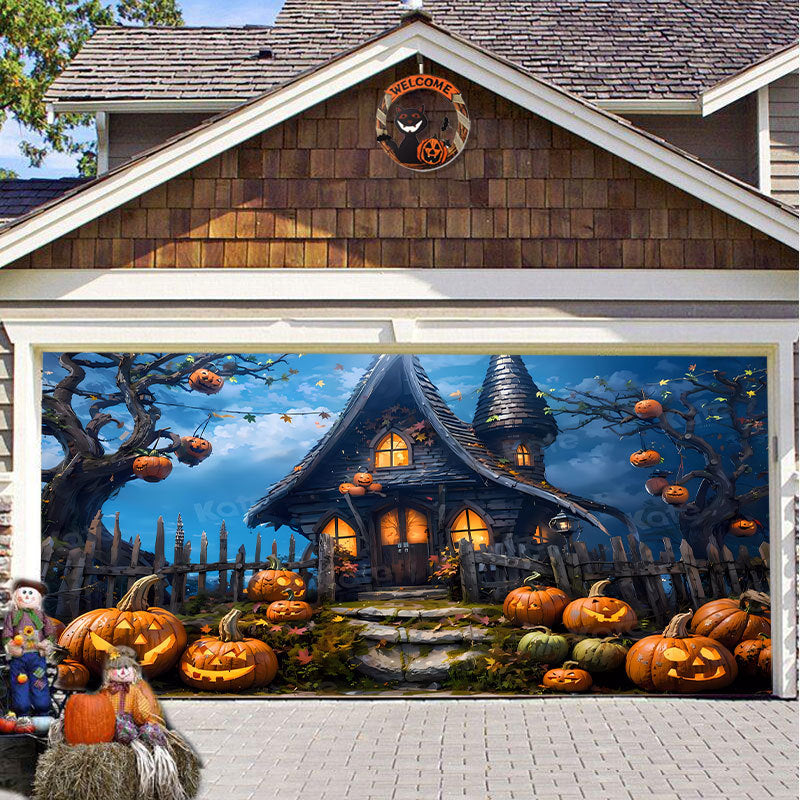Halloween Garagedeur Decoratie Spookachtige Bedrukking Schaduwdoek Herbruikbaar Horror Sfeer Doek Waterdicht Buiten Feestversiering | Sansoti 14