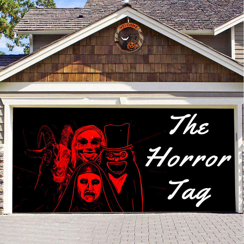 Halloween Garagedeur Decoratie Spookachtige Bedrukking Schaduwdoek Herbruikbaar Horror Sfeer Doek Waterdicht Buiten Feestversiering | Sansoti 16