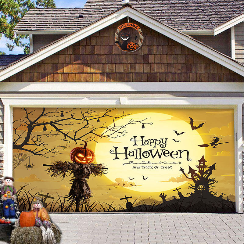 Halloween Garagedeur Decoratie Spookachtige Bedrukking Schaduwdoek Herbruikbaar Horror Sfeer Doek Waterdicht Buiten Feestversiering | Sansoti 4