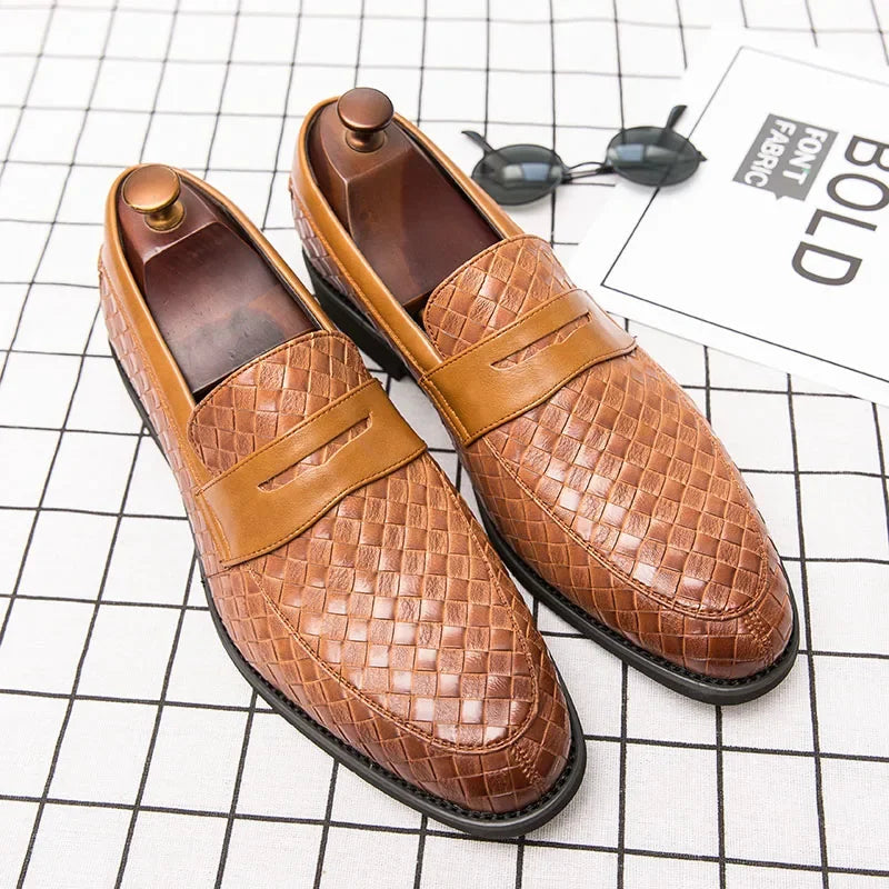 Handcrafted Black Loafers for Women - Woven Leather, Cushioned Footbed, Almond Toe 1