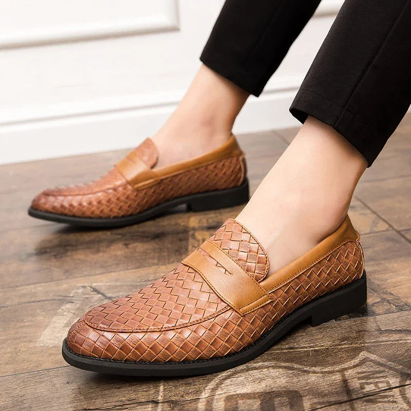 Handcrafted Black Loafers for Women - Woven Leather, Cushioned Footbed, Almond Toe 4
