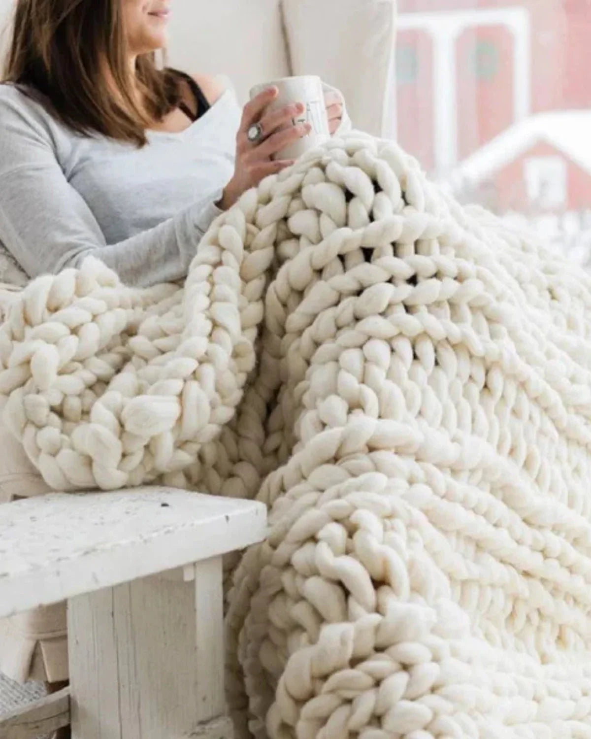 Chunky knit throw blanket