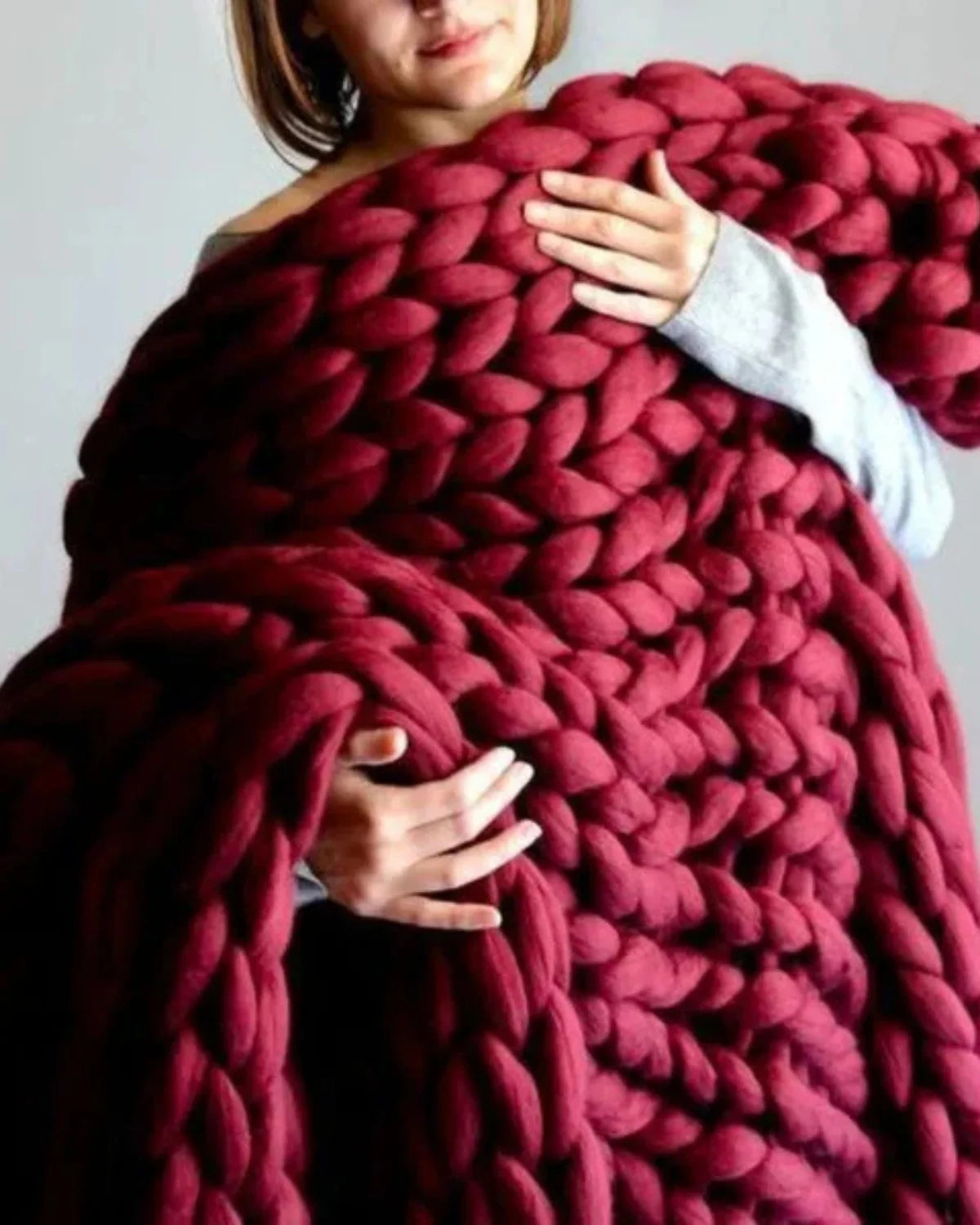 Chunky knit throw blanket