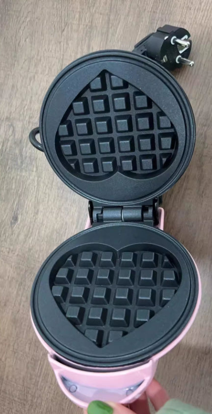 Heart & Round Waffle Maker — 350W Mini Breakfast Machine 9