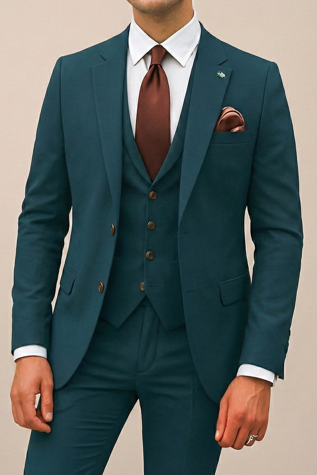 Heren Driedelig Slim Fit Pak voor Bruiloften met Blazer en Gilet 4