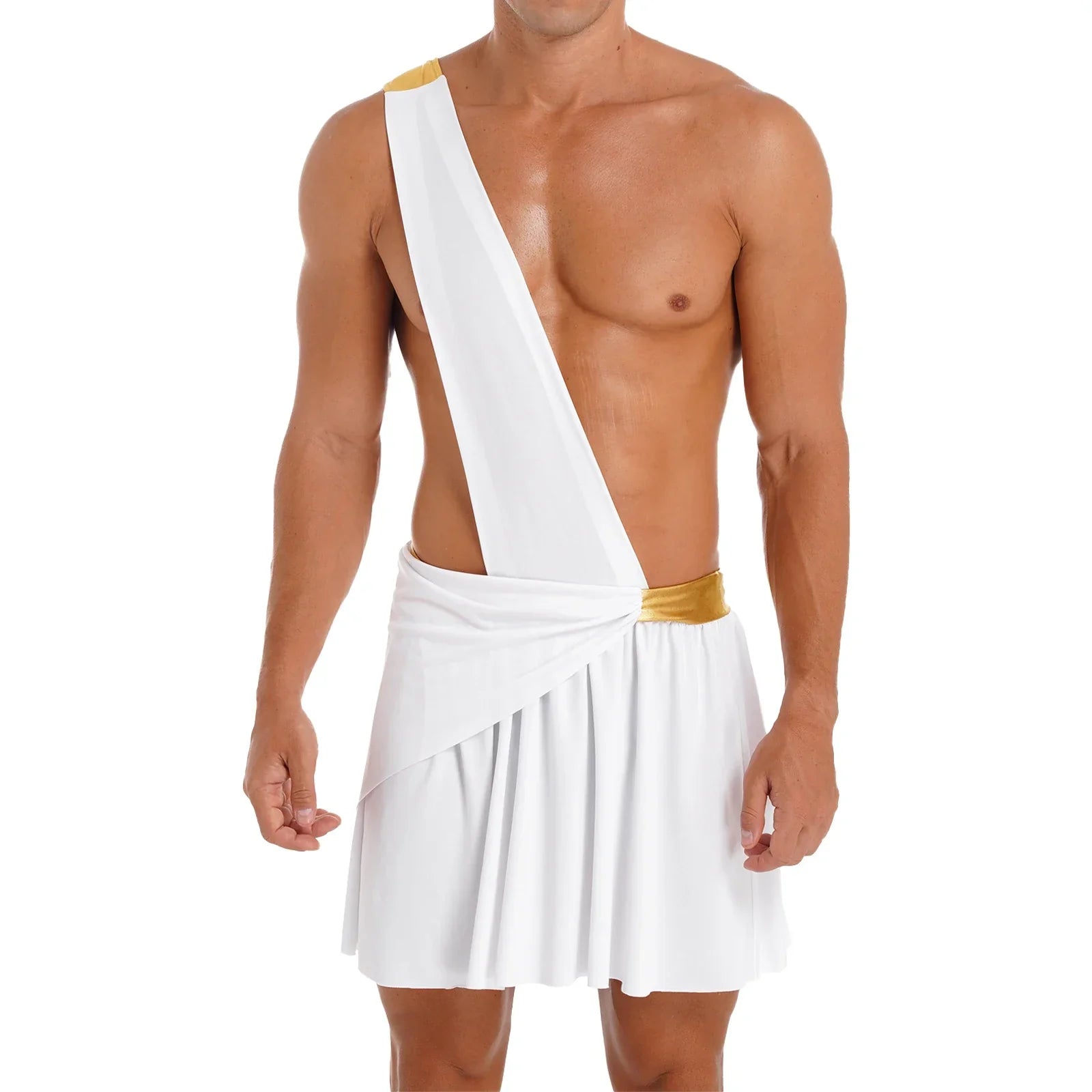Heren Kostuum Griekse God met Eén Schouderriem en Rok voor Halloween 2