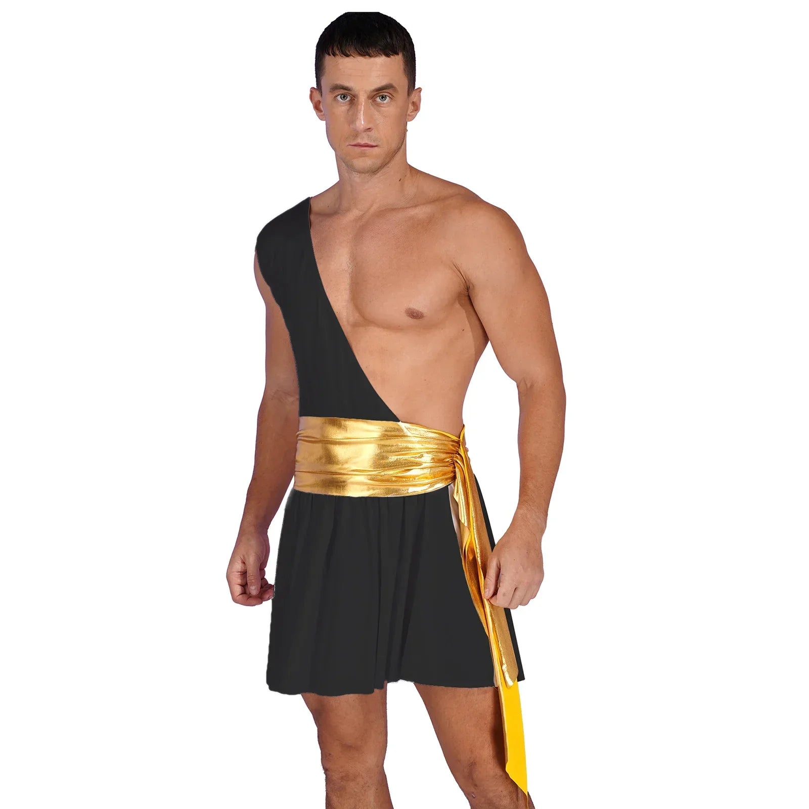 Heren Kostuum Griekse God met Eén Schouderriem en Rok voor Halloween 7