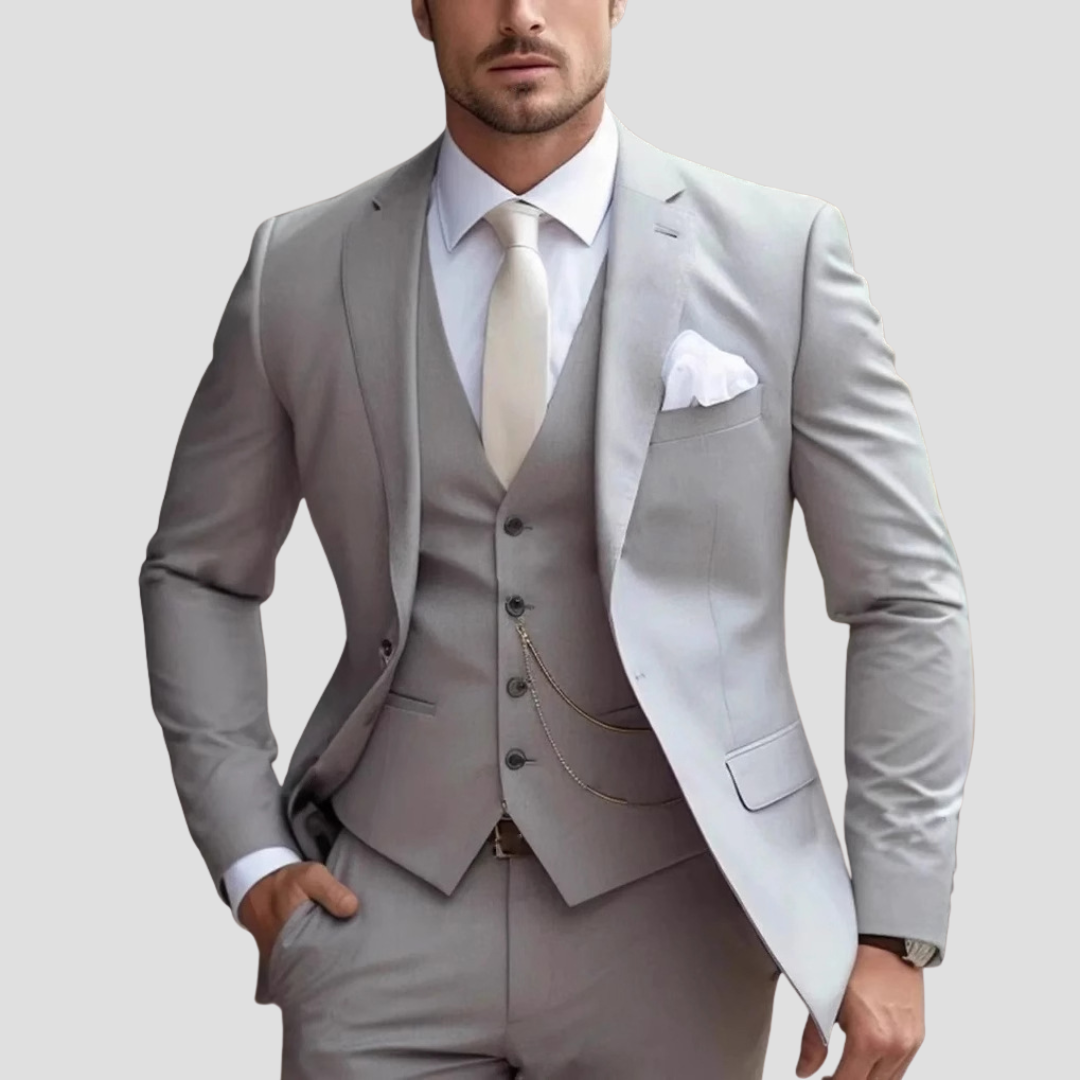 Herenpak Driekleurig Slim Fit Met Blazer, Gilet En Broek Voor Bruiloften 4
