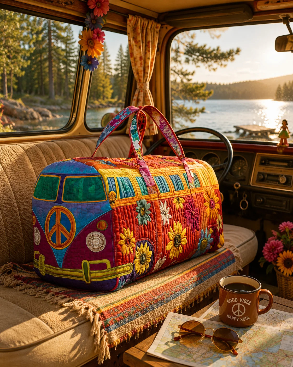 Hippie Van Quilted Duffle Bag 27