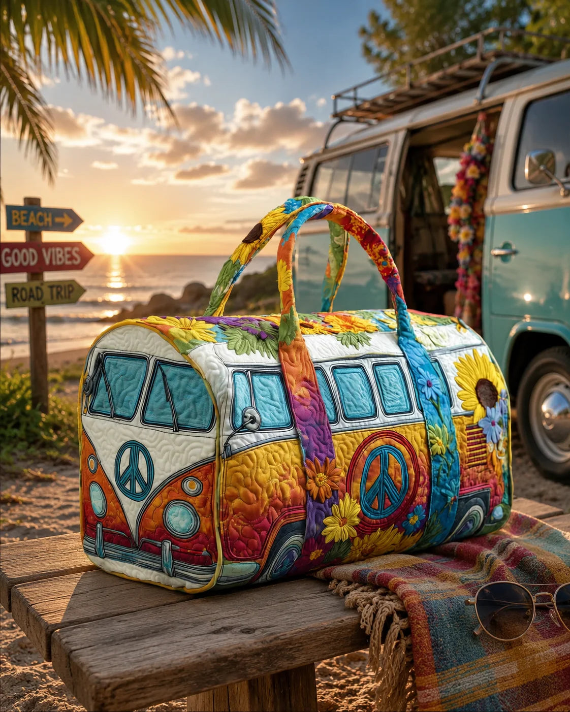Hippie Van Quilted Duffle Bag 30