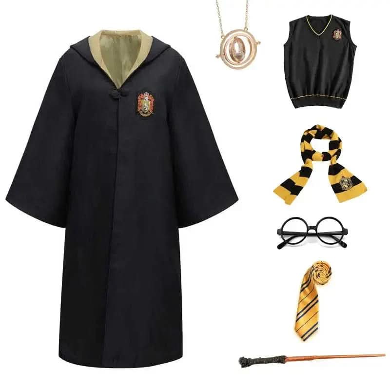 Hogwarts-Zaubererkostüm | Komplettes Set mit Umhang und Zauberstab | Ideal für Halloween und Cosplay 5
