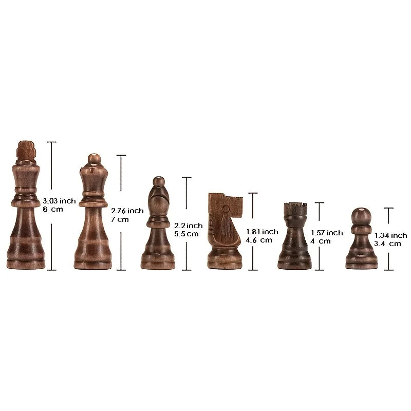 Wooden Chess Pieces Set – 32-Piece Classic Solid Wood Collection for All Skill Levels
