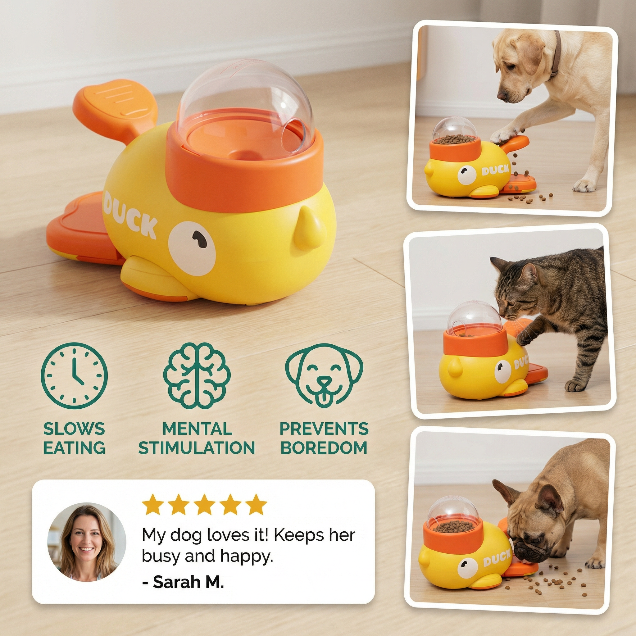 Interactive Pet Puzzle Feeder – Slow Feeding Duck Toy for Dogs & Cats 2