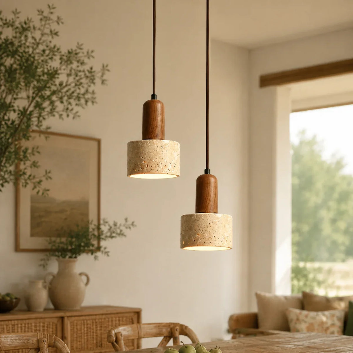Kairi Modern Travertine Stone Pendant Light 2