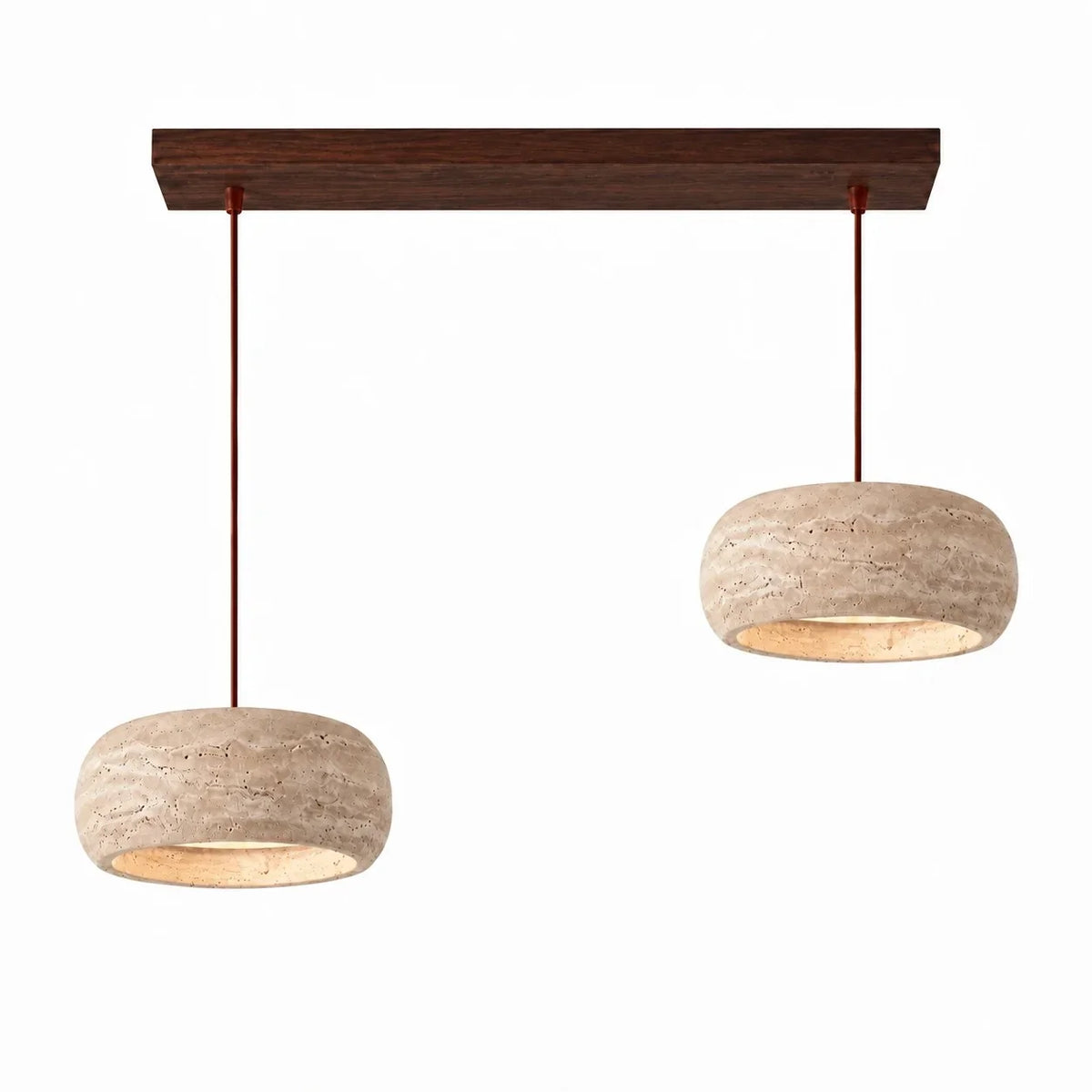 Kairi Natural Travertine Stone Vintage Cream Pendant Light 19