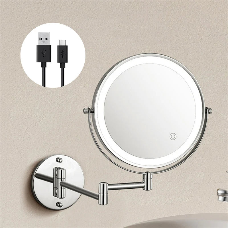 Kalsten | Rechargeable wall-mounted shaving mirror | 360° rotation. 1X/10X magnification and adjustable LED lighting for use in the bathroom 1