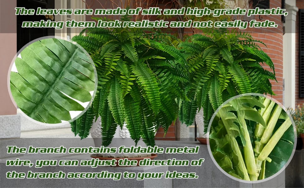 Kalsten | UV Resistant Artificial Boston Fern | Lifelike, Waterproof & Maintenance-Free for Outdoor Décor 7