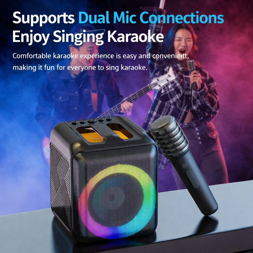 Karaoke Machine Bluetooth Portable Speaker Wireless Microphones 7