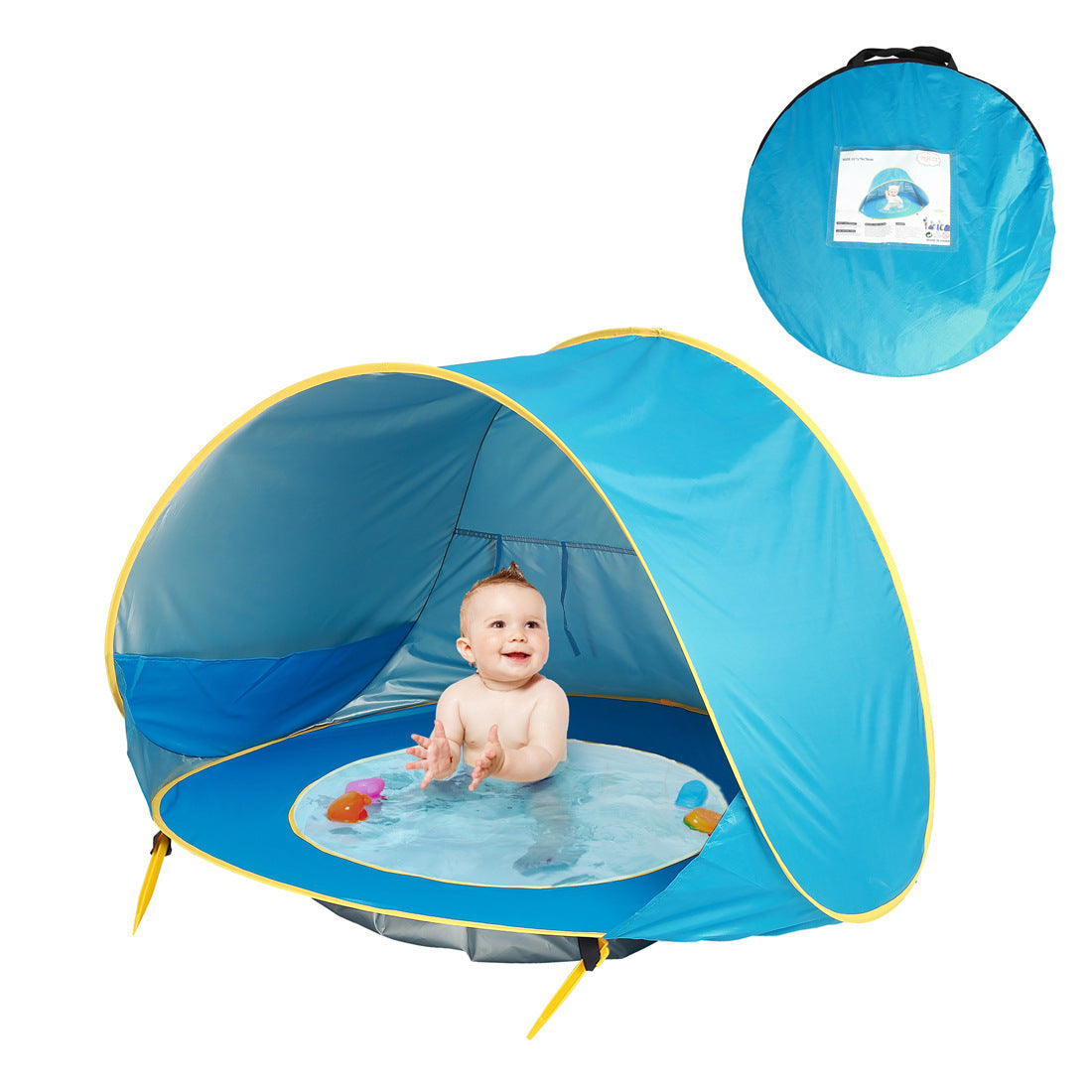 Kids Pop-Up Beach Tent — UV50+ Sun Shelter with Splash Pool & Carry Bag 0