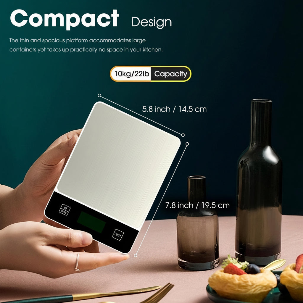 Kitchen Scale Digital Stainless Steel 22lb Food Measuring Scale 5