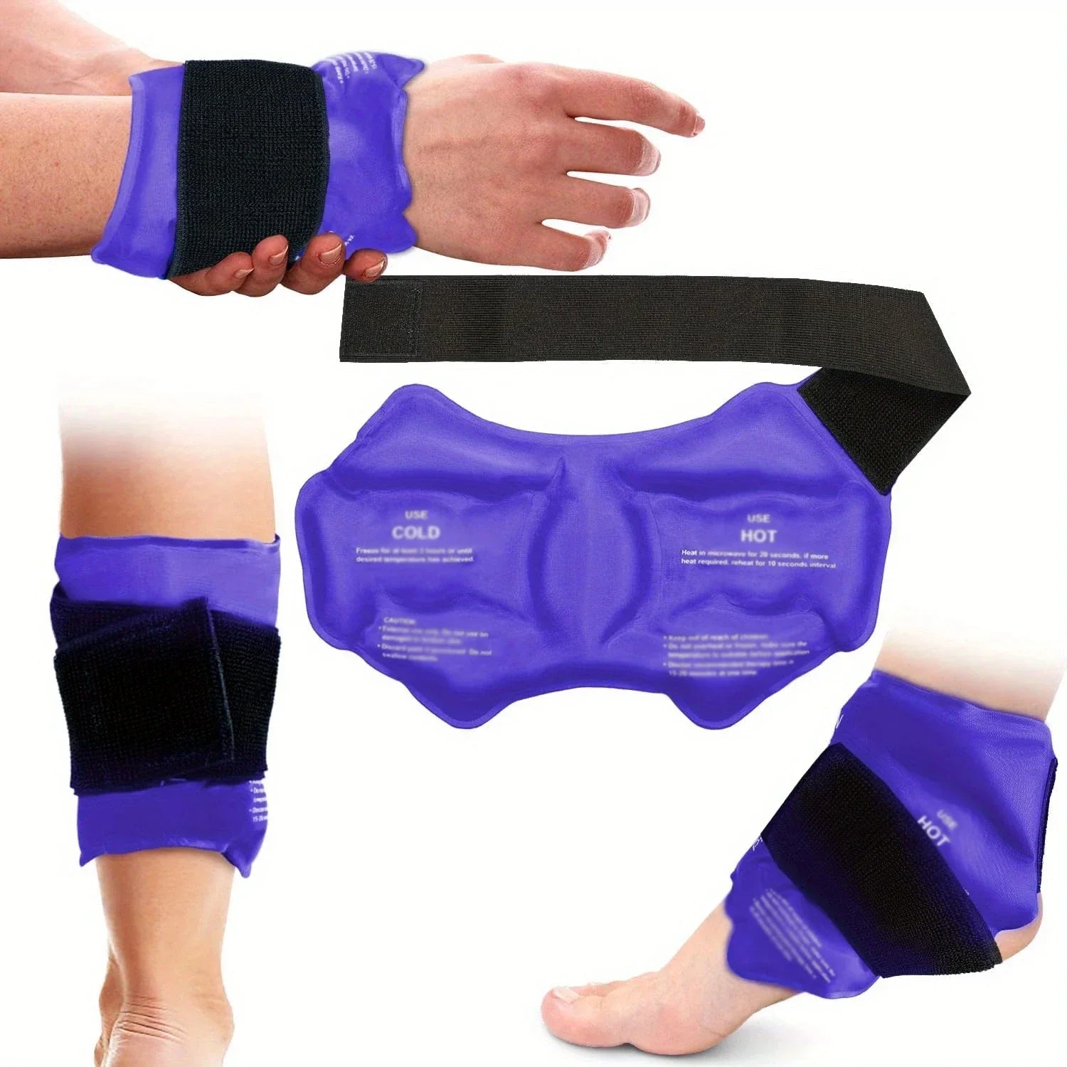 Knöchelbandage mit Wiederverwendbarem Gel-Kältebeutel für Sportverletzungen, Schwarz, Einheitsgröße 0