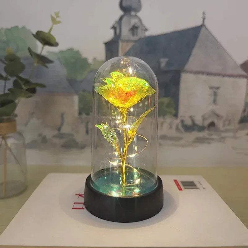Fleur Rose LED – Lumière Décorative Élégante avec Floraison Durable & Lueur Chaude Douce