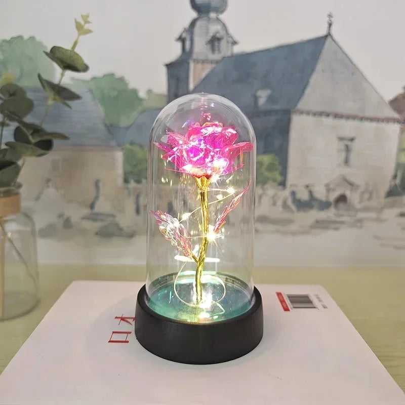 Fleur Rose LED – Lumière Décorative Élégante avec Floraison Durable & Lueur Chaude Douce