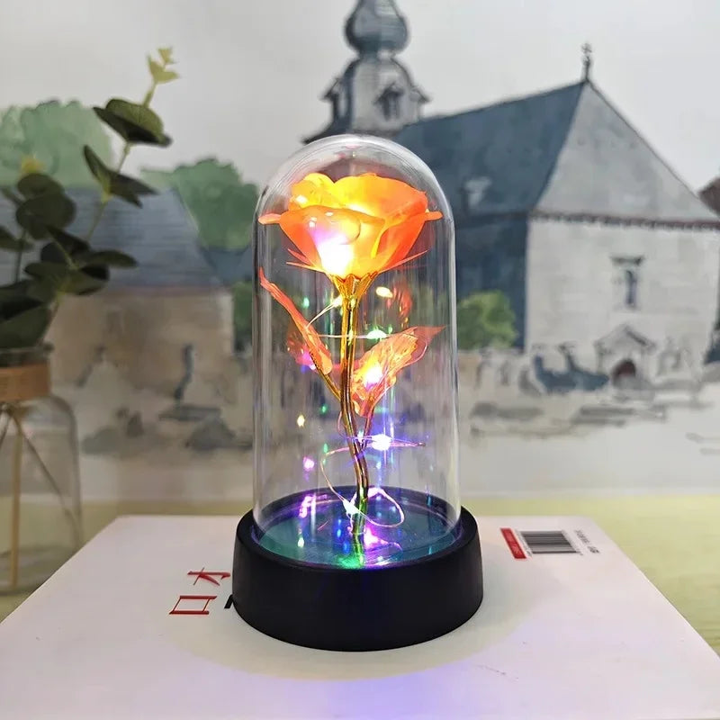 Fleur Rose LED – Lumière Décorative Élégante avec Floraison Durable & Lueur Chaude Douce