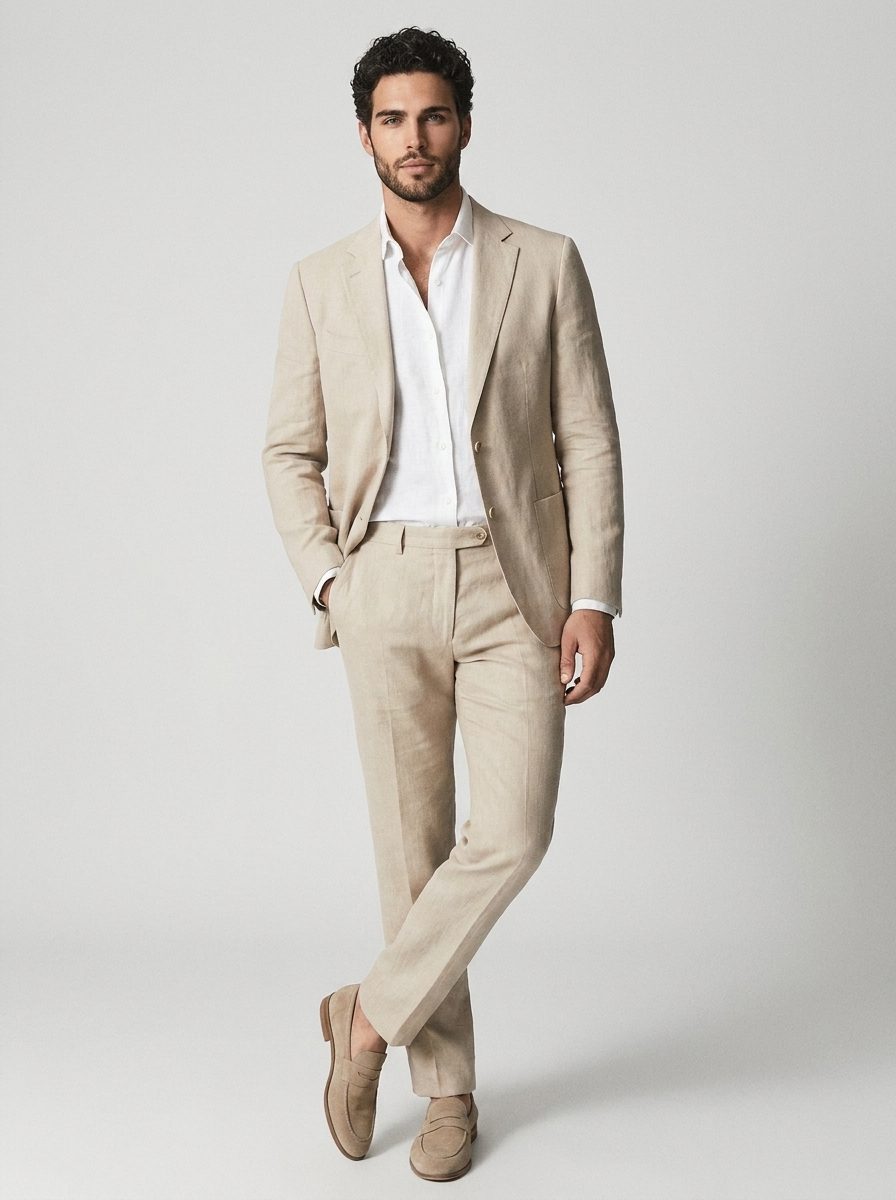 Linnen Set met Blazer en Pantalon voor Heren 5