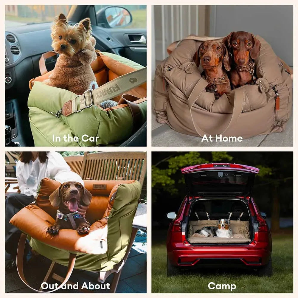 Luxe Kunstleren Hondenautostoel & Reismand met Veiligheidsriemen – Waterbestendig Verhoogd Bed voor Kleine en Middelgrote Honden | Sansoti 8