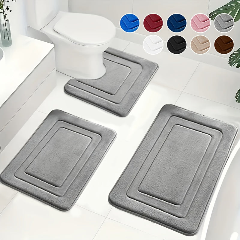 Luxe Memory Foam Badmat Set – Zachte, Absorberende & Antislip 3-Delige Set 1