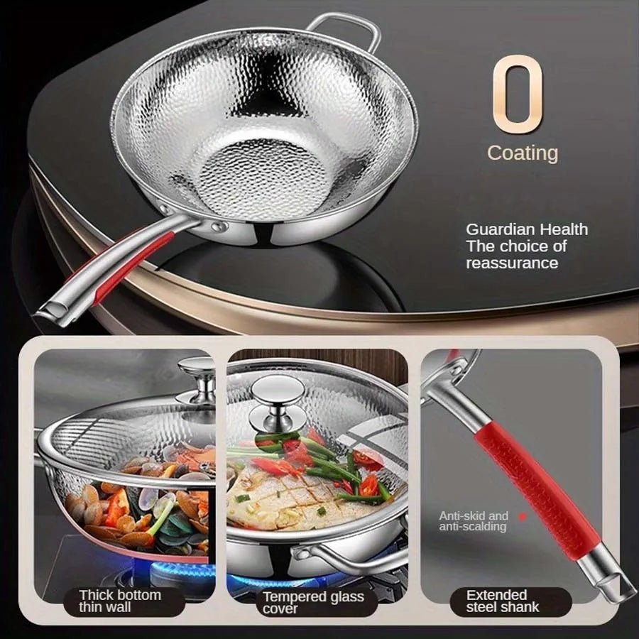 Wok en titane – Fond rond compatible induction, léger et diffusion rapide de la chaleur
