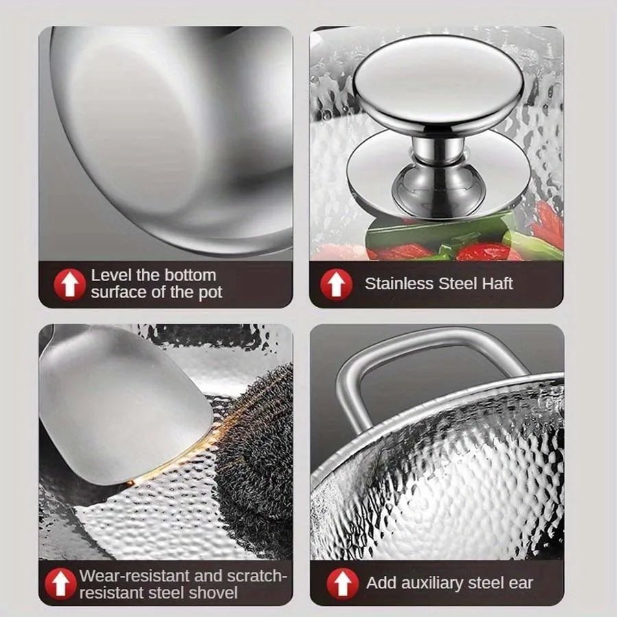Wok en titane – Fond rond compatible induction, léger et diffusion rapide de la chaleur