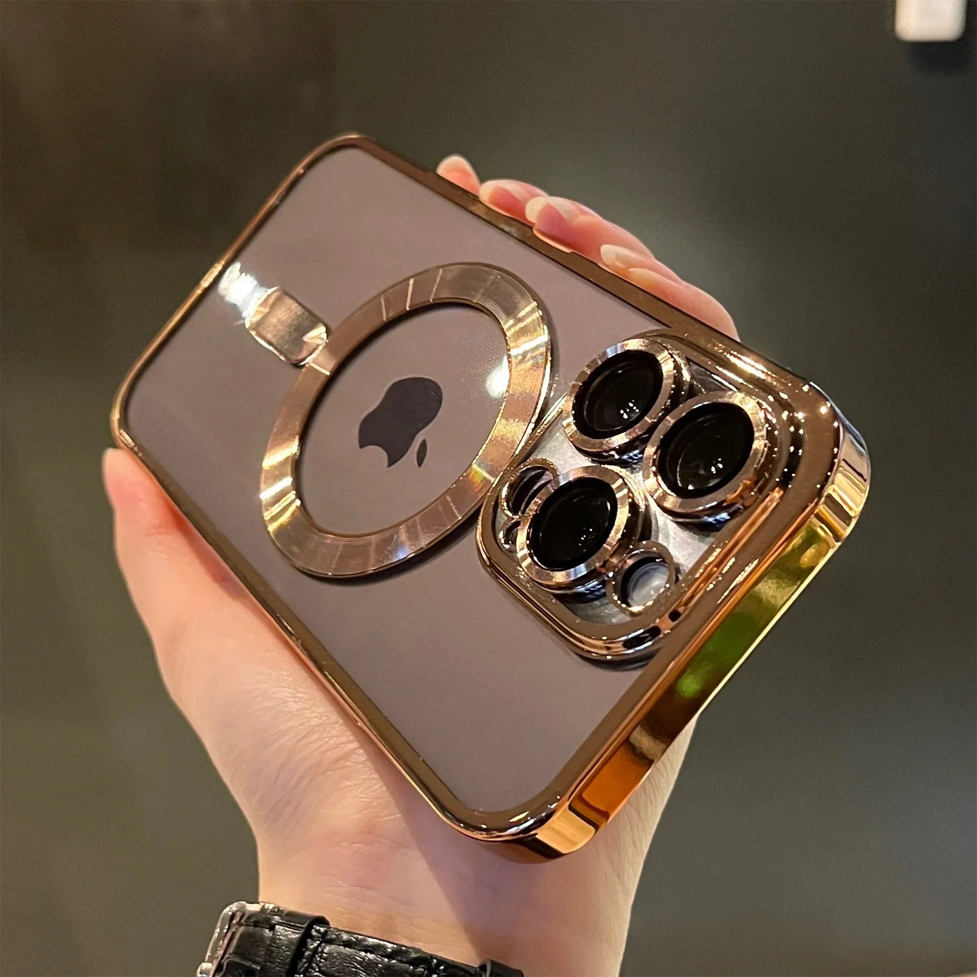 Magnetic Soft Shell iPhone Case with Gold Finish and MagSafe Compatibility 0