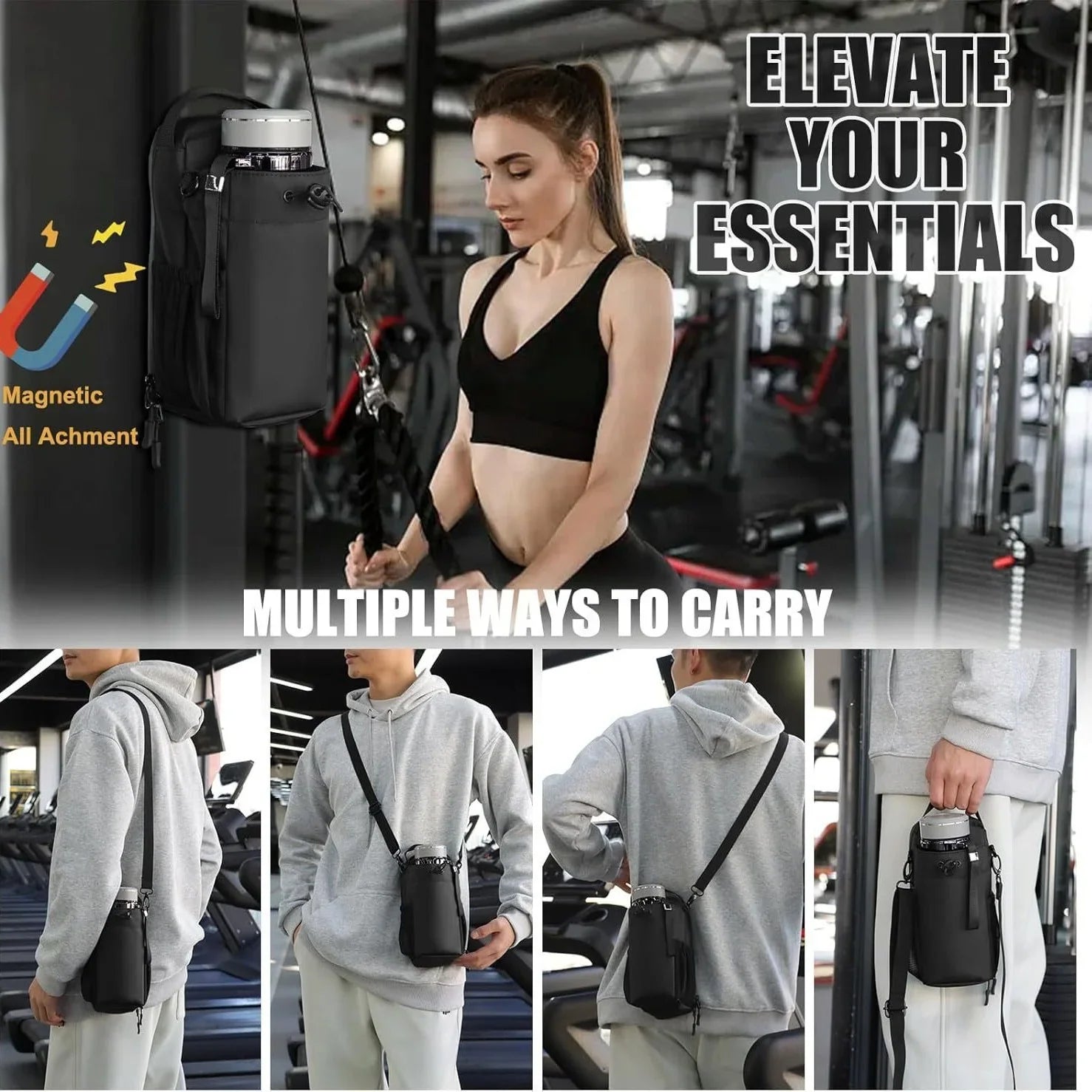 Magnetic Sports Bag – Compact Gym Bag with Bottle Pocket & Storage Compartments 5