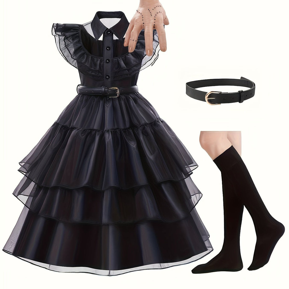 Meisjes Rimpelige Gotische Halloween Kostuum Jurk | Gelaagde Mini 3