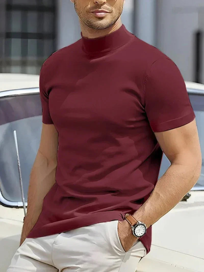 Men's Mock Neck Short Sleeve T-Shirt 1