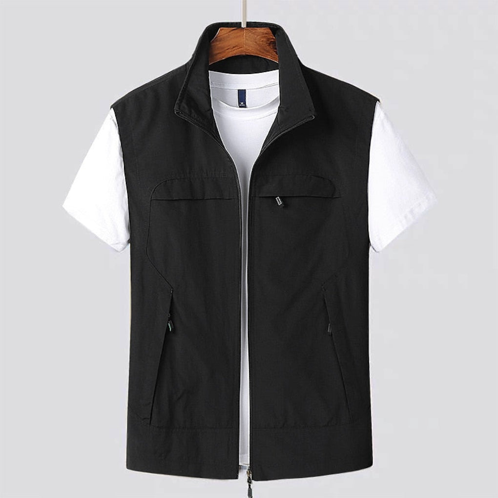 Men's Stand Collar Zip Vest Breathable Lightweight Fast Drying 1