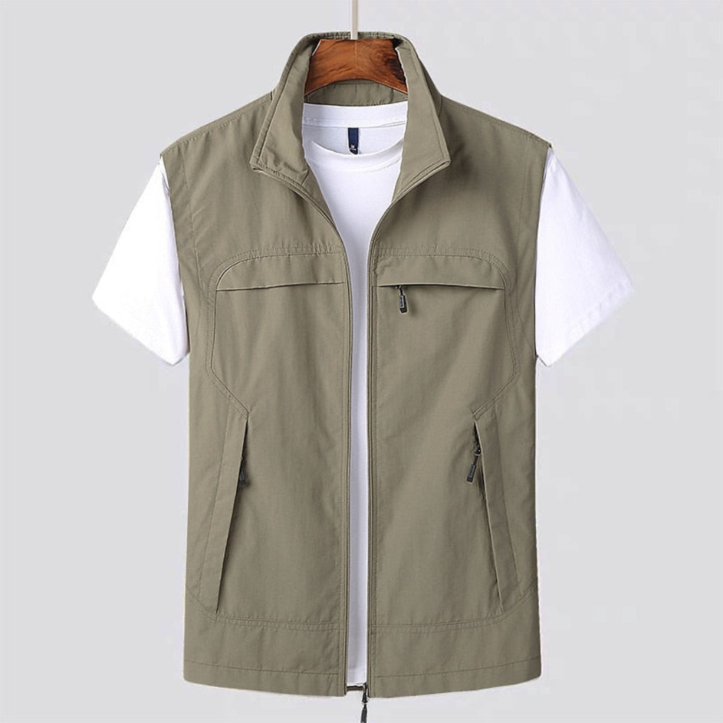 Men's Stand Collar Zip Vest Breathable Lightweight Fast Drying 3