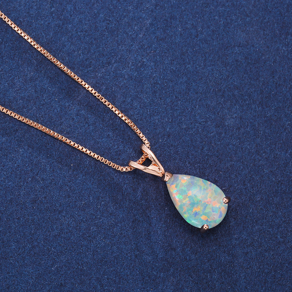 Minimalist Drop Opal Pendant Necklace - Selina 0