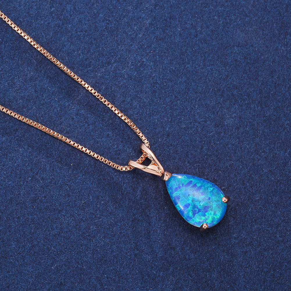 Minimalist Drop Opal Pendant Necklace - Selina 5