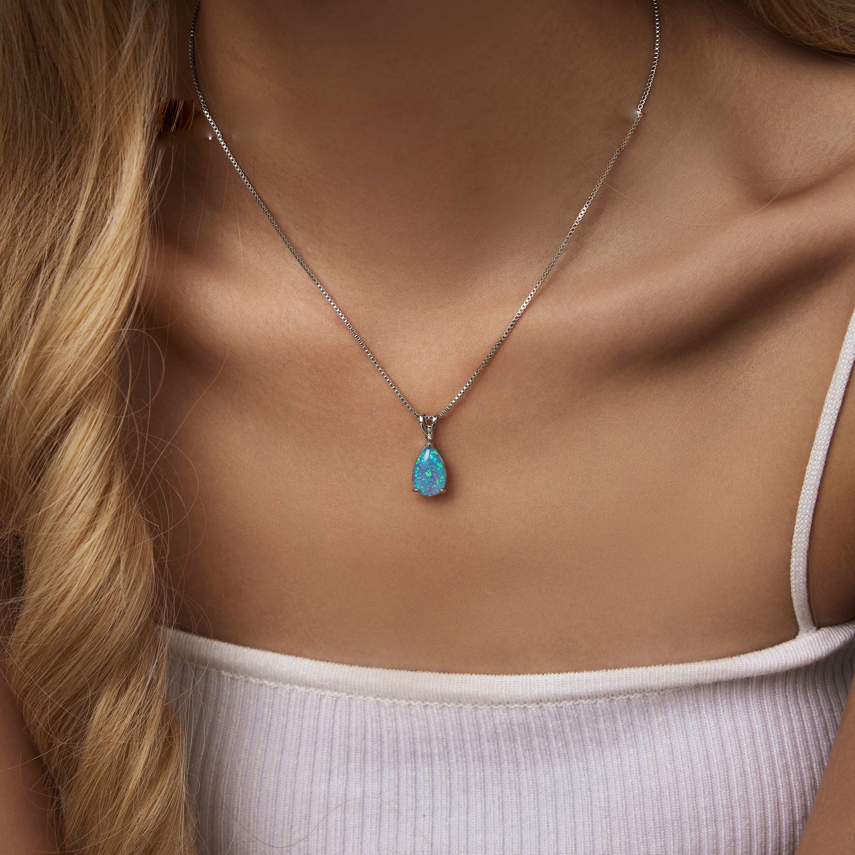 Minimalist Drop Opal Pendant Necklace - Selina 8