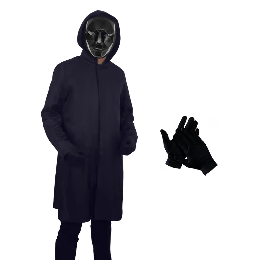 Mysterieus Kapuzenkostuum Zwart met Masker & Handschoenen Unisex Halloween Cosplay Party Outfit voor Kinderen & Volwassenen | Sansoti 3
