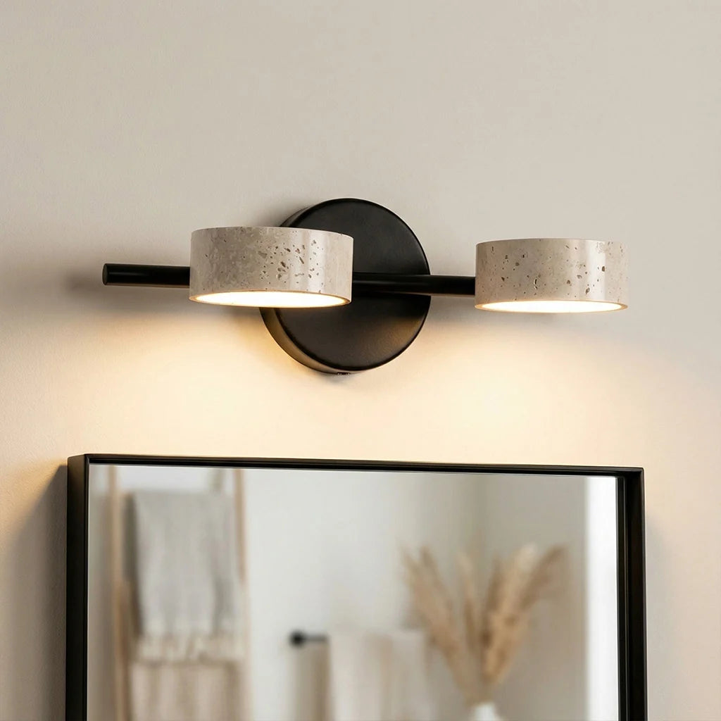 Notus Wabi-Sabi LED Natural Travertine Vanity Light 4