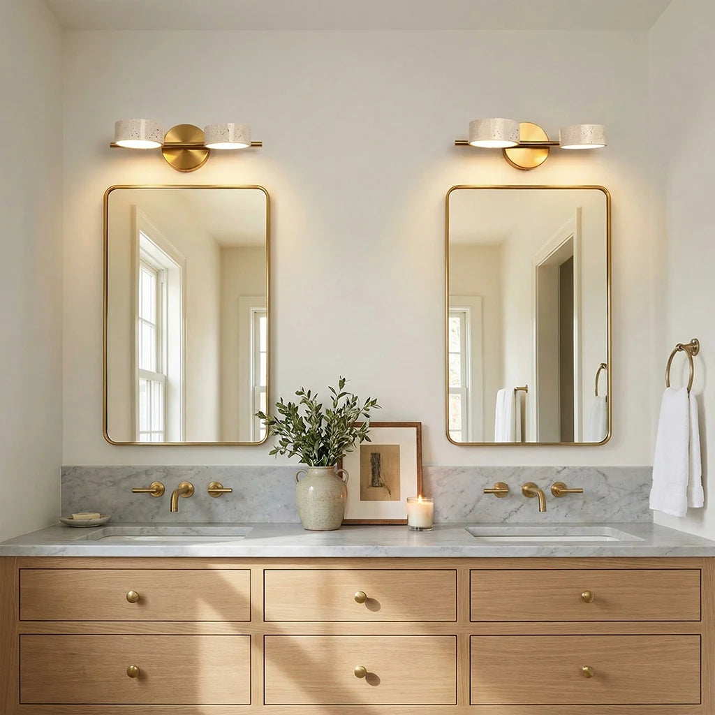 Notus Wabi-Sabi LED Natural Travertine Vanity Light 5