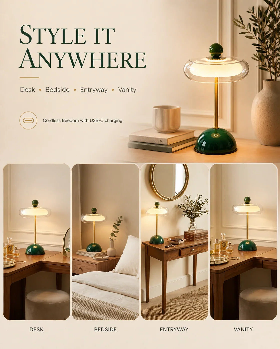 Cordless table lamp
