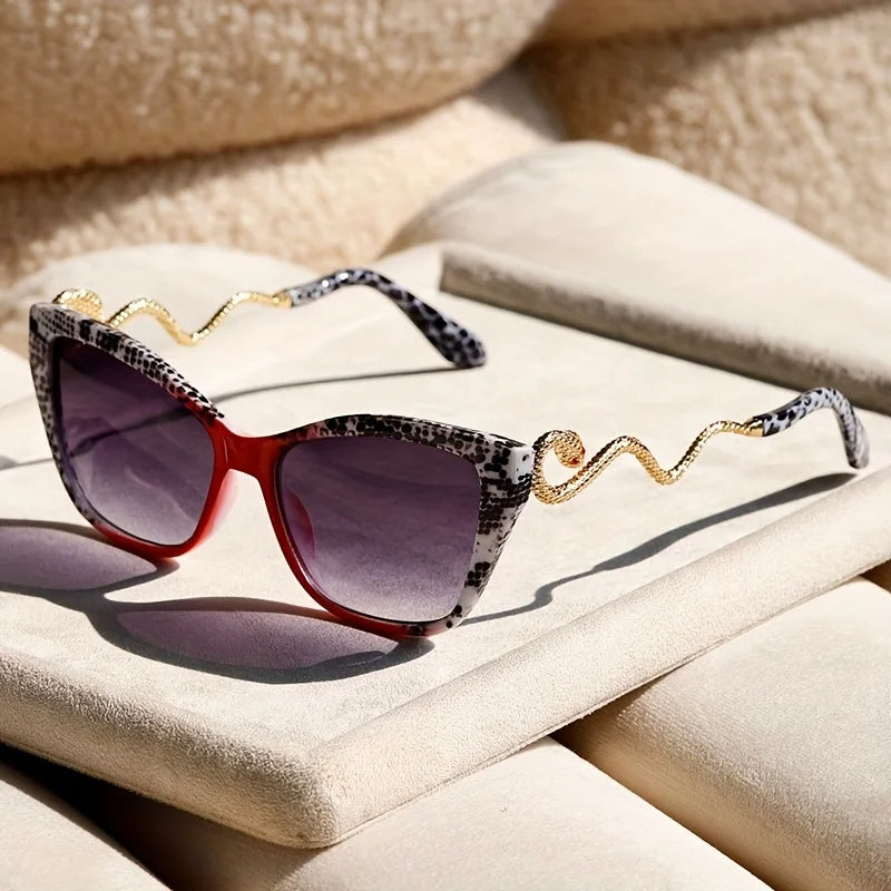 Oversized Cat-Eye Sunglasses with UV400 Protection and Sculpted Snake Arms 12