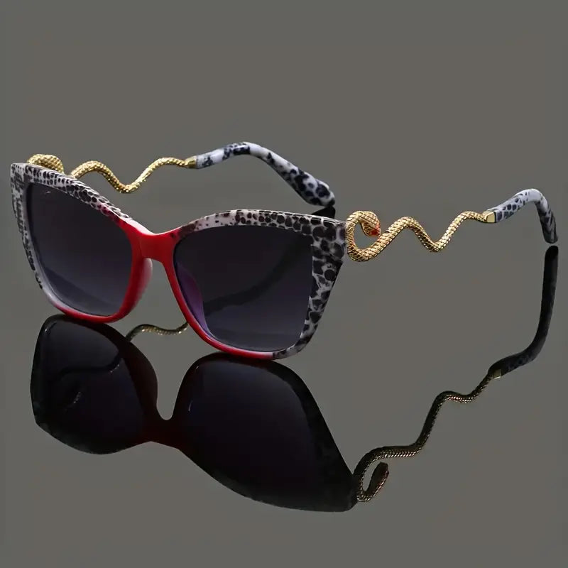Oversized Cat-Eye Sunglasses with UV400 Protection and Sculpted Snake Arms 3